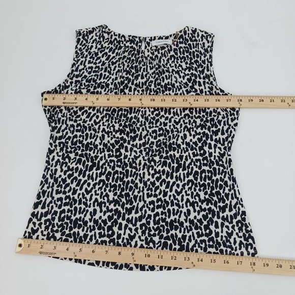 WOMENS CALVIN KLEIN SMALL TOP LEOPARD PRINT PLEATED NECK - Picture 4 of 8